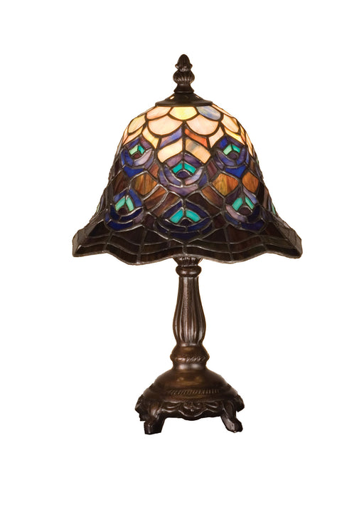 Meyda Tiffany - 30317 - One Light Mini Lamp - Tiffany Peacock Feather - Green/Blue Pbag Purple/Blue Lt Blue Aqua/Green