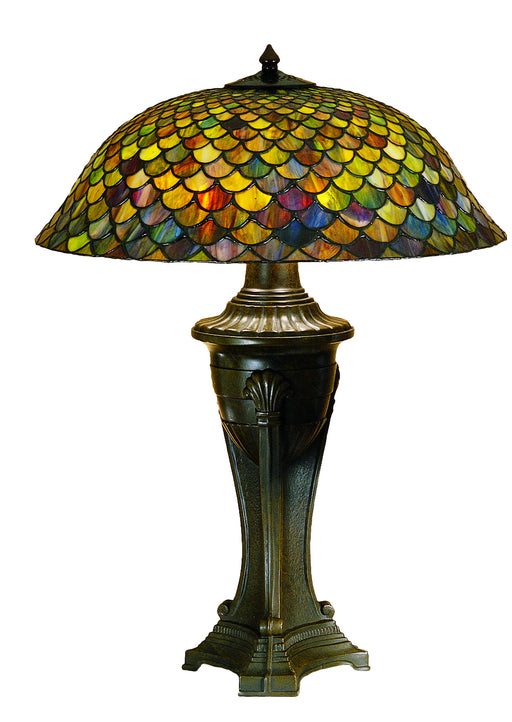 Meyda Tiffany - 31115 - Three Light Table Lamp - Fishscale - Rust