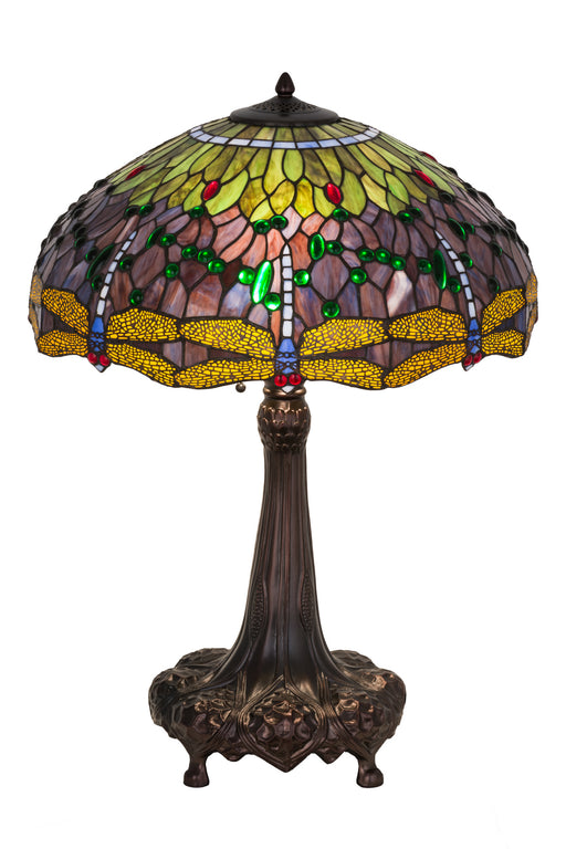 Meyda Tiffany - 31112 - Three Light Table Lamp - Tiffany Hanginghead Dragonfly - Mahogany Bronze