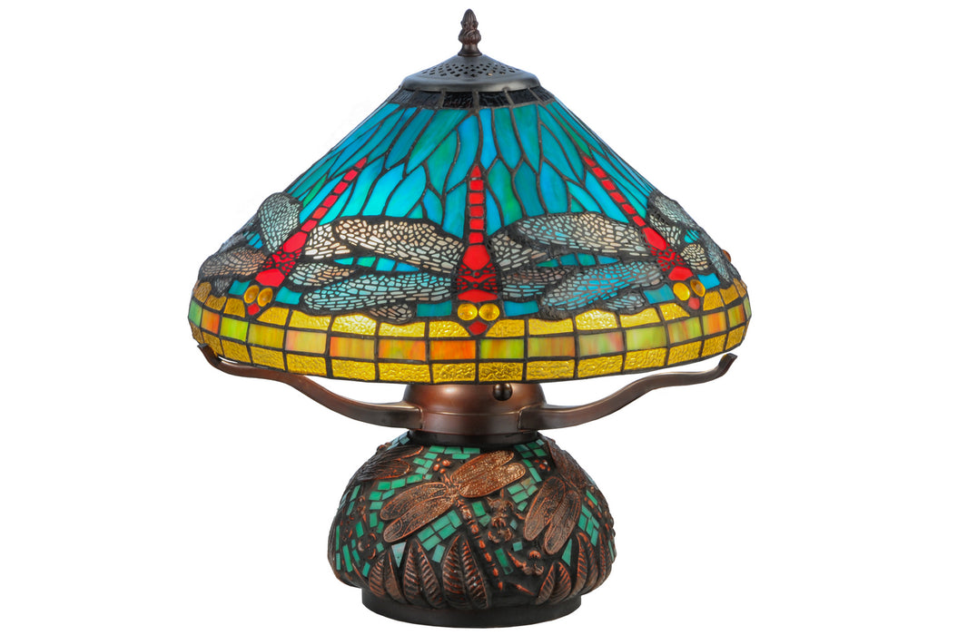 Meyda Tiffany - 27159 - Three Light Table Lamp - Tiffany Dragonfly - Mahogany Bronze