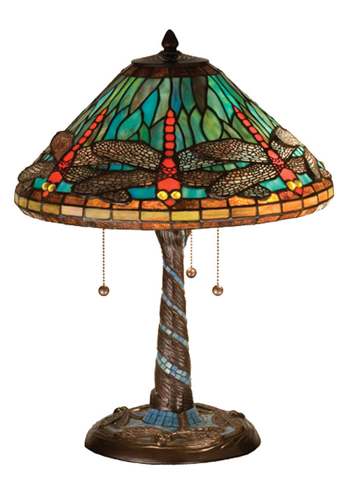 Meyda Tiffany - 26682 - Three Light Table Lamp - Tiffany Dragonfly - Mahogany Bronze