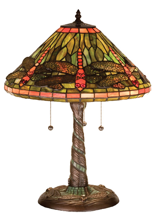 Meyda Tiffany - 27812 - Three Light Table Lamp - Tiffany Dragonfly - Mahogany Bronze