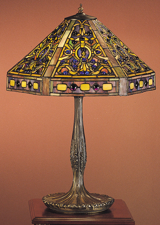 Meyda Tiffany - 31117 - Three Light Table Lamp - Tiffany Elizabethan - Antique Copper