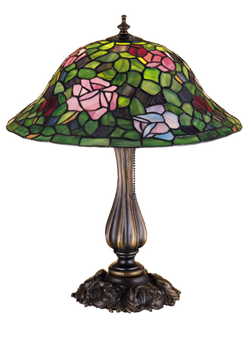 Meyda Tiffany - 26489 - One Light Table Lamp - Tiffany Rosebush - Craftsman Brown