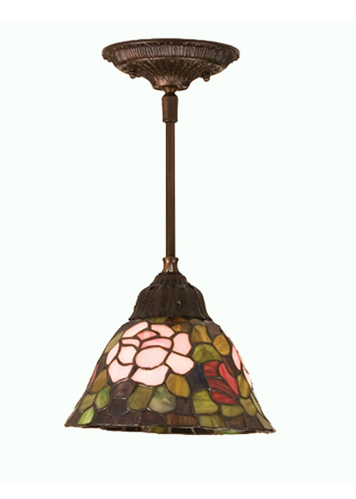 Meyda Tiffany - 48927 - One Light Mini Pendant - Tiffany Rosebush - Rust