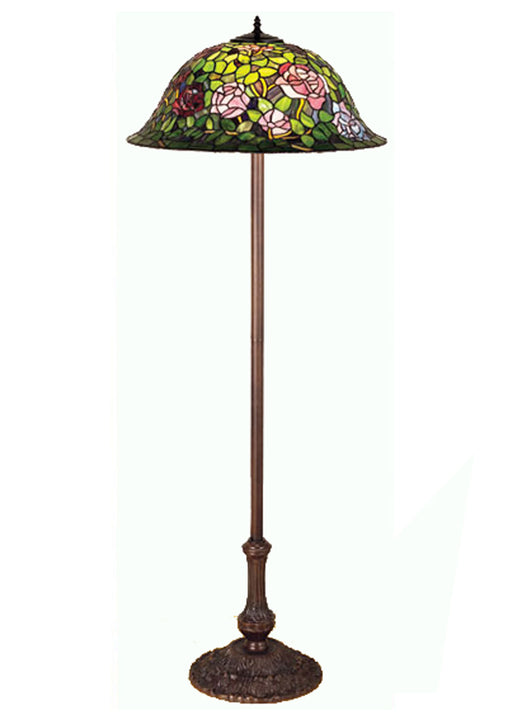 Meyda Tiffany - 30368 - Three Light Floor Lamp - Tiffany Rosebush - Purple/Blue Burgundy Pink Purple/Blue