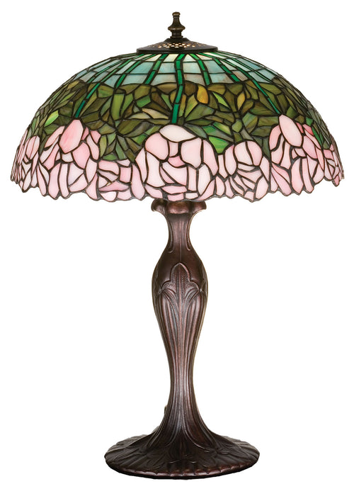 Meyda Tiffany - 31143 - One Light Table Lamp - Tiffany Cabbage Rose - Mahogany Bronze