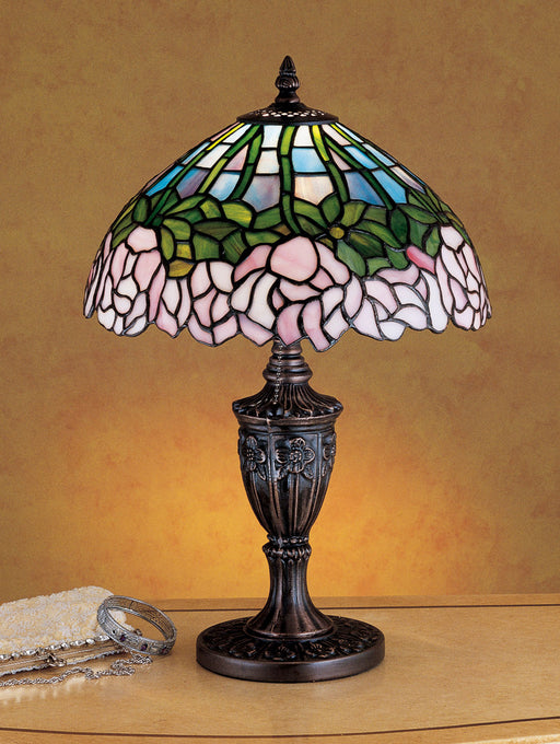 Meyda Tiffany - 30343 - One Light Accent Lamp - Tiffany Cabbage Rose - Purple/Blue Pink