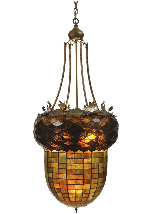 Meyda Tiffany - 47611 - Three Light Pendant - Greenbriar Oak - Antique Copper
