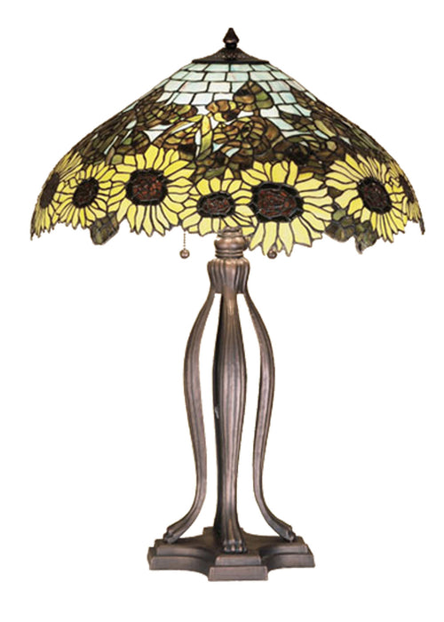 Meyda Tiffany - 47592 - Three Light Table Lamp - Wild Sunflower - Purple/Blue Ia Amber