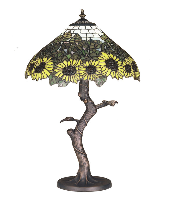 Meyda Tiffany - 47632 - One Light Table Lamp - Wild Sunflower - Purple/Blue Ia Amber