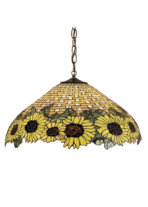Meyda Tiffany - 47627 - Three Light Pendant - Wicker Sunflower - Beige Ha Ia Amber