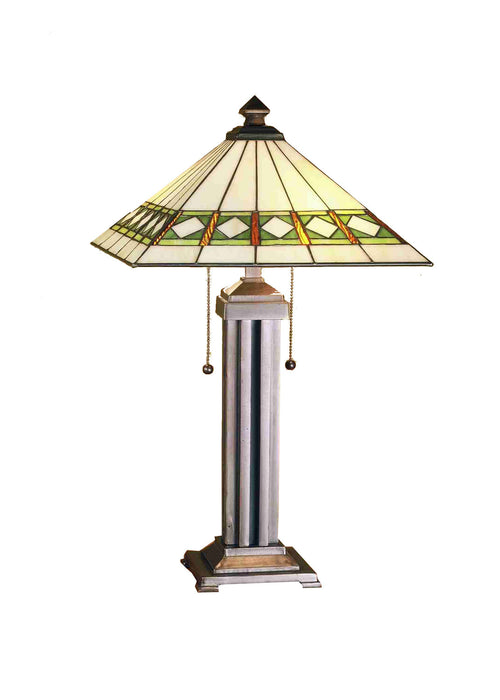 Meyda Tiffany - 38689 - Two Light Table Lamp - Diamond Band Mission - Beige Green Da Avocado