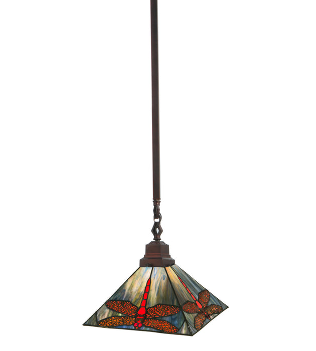 Meyda Tiffany - 49104 - One Light Pendant - Prairie Dragonfly - Rust,Wrought Iron