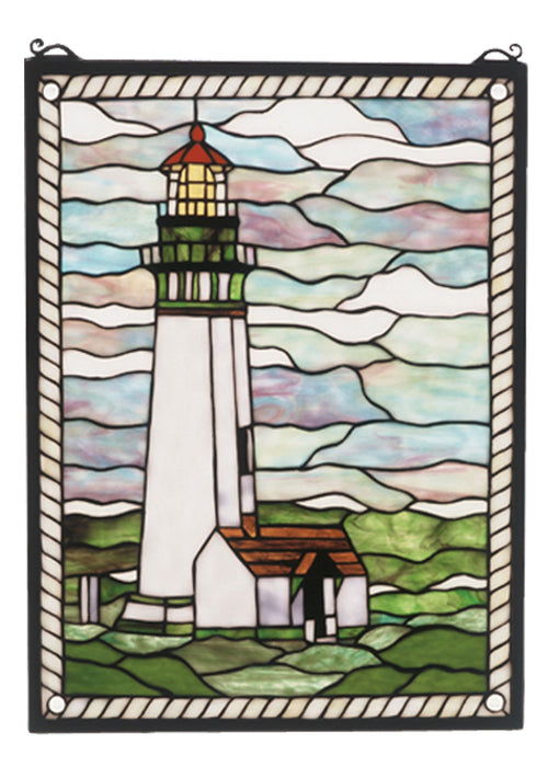 Meyda Tiffany - 55949 - Window - Yaquina Head Lighthouse - Purple/Blue Ca Beige