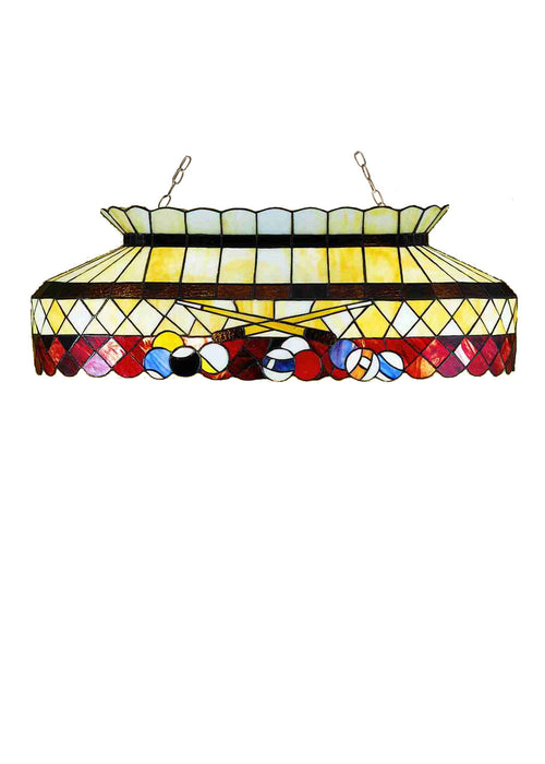 Meyda Tiffany - 27616 - Six Light Oblong Pendant - Burgundy Billiard - Beige Burgundy Multi