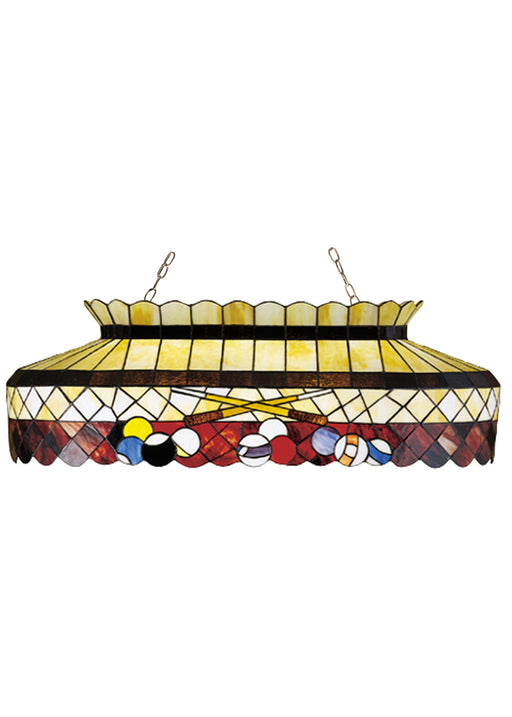 Meyda Tiffany - 27615 - Six Light Oblong Pendant - Burgundy Billiard - Beige Burgundy Multi