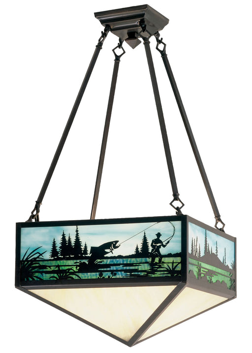 Meyda Tiffany - 38682 - Three Light Semi-Flushmount - Fly Fishing Creek - La/Eb/Bai Craftsman