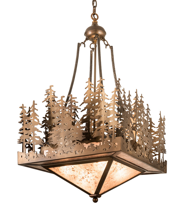 Meyda Tiffany - 32614 - Four Light Inverted Pendant - Pine Lake - Antique Copper