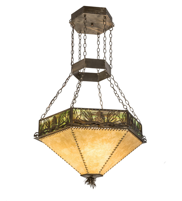 Meyda Tiffany - 51211 - Four Light Inverted Pendant - Mountain Pine - Antique Copper