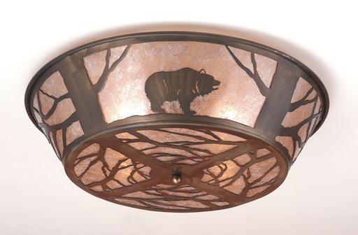 Meyda Tiffany - 10011 - Four Light Flushmount - Grizzly Bear On The Loose - Antique Copper