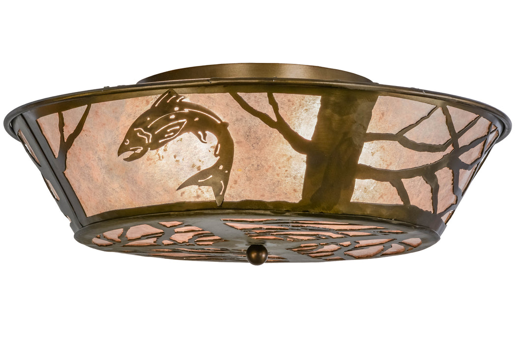 Meyda Tiffany - 10014 - Four Light Flushmount - Leaping Trout - Antique Copper