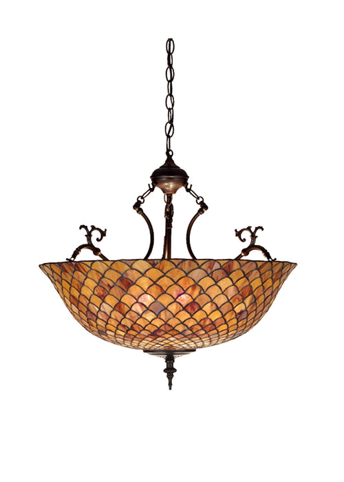 Meyda Tiffany - 67381 - Three Light Inverted Pendant - Fishscale - Antique