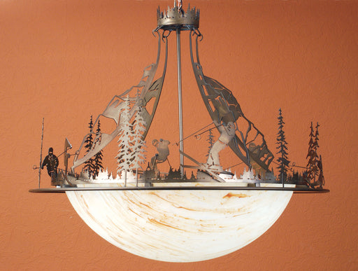 Meyda Tiffany - 70722 - Four Light Inverted Pendant - Ski Adventure - Antique Copper