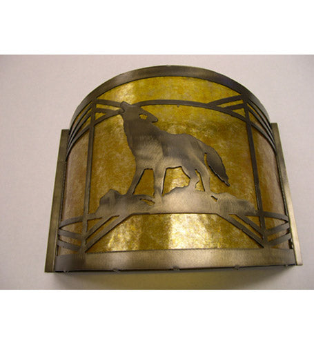 Meyda Tiffany - 81054 - One Light Wall Sconce - Northwoods Wolf On The Loose - Antique Copper