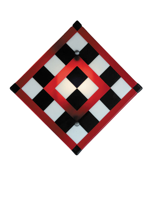 Meyda Tiffany - 82471 - One Light Wall Sconce - Metro Fusion - Black/White Check W/Red Stripe