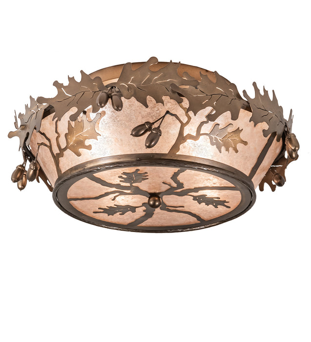 Meyda Tiffany - 82070 - Four Light Flushmount - Oak Leaf & Acorn - Antique Copper