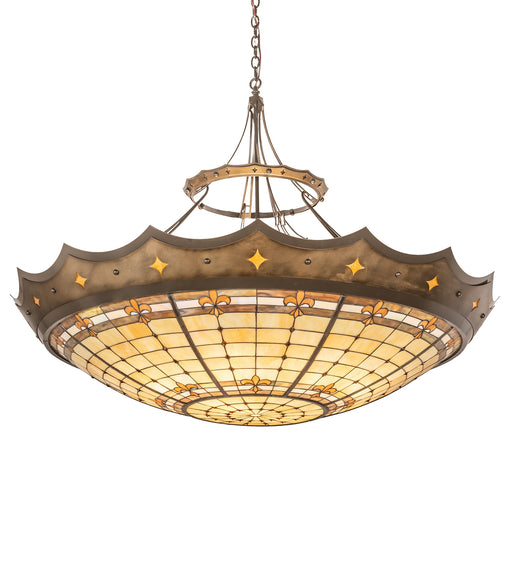 Meyda Tiffany - 82440 - Ten Light Inverted Pendant - Fleur-De-Lite - Antique Copper,Craftsman Brown