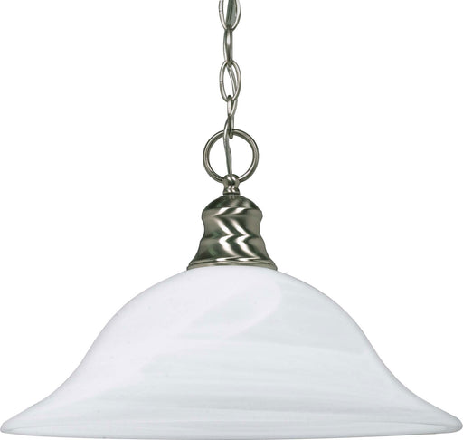 Nuvo Lighting - 60-390 - One Light Pendant - Alabaster Glass Hanging Dome - Brushed Nickel