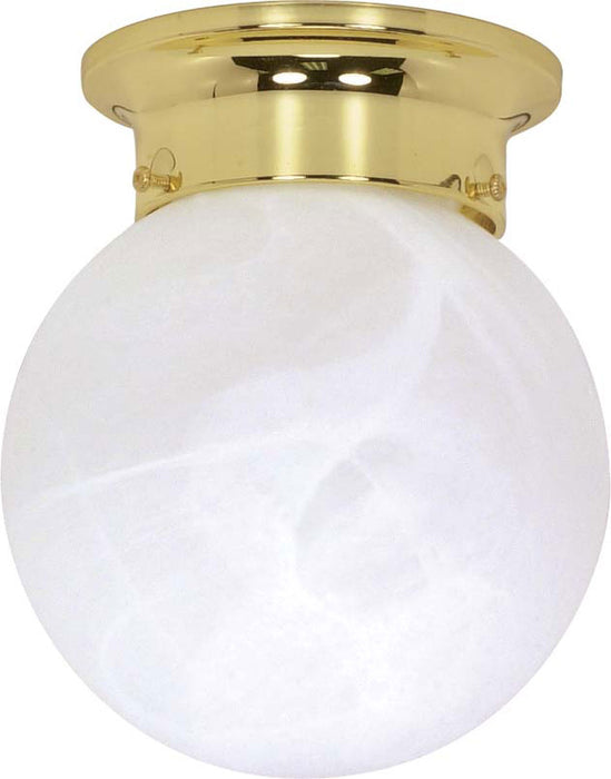 Nuvo Lighting - 60-255 - One Light Flush Mount - 6 Alabaster Ball - Polished Brass