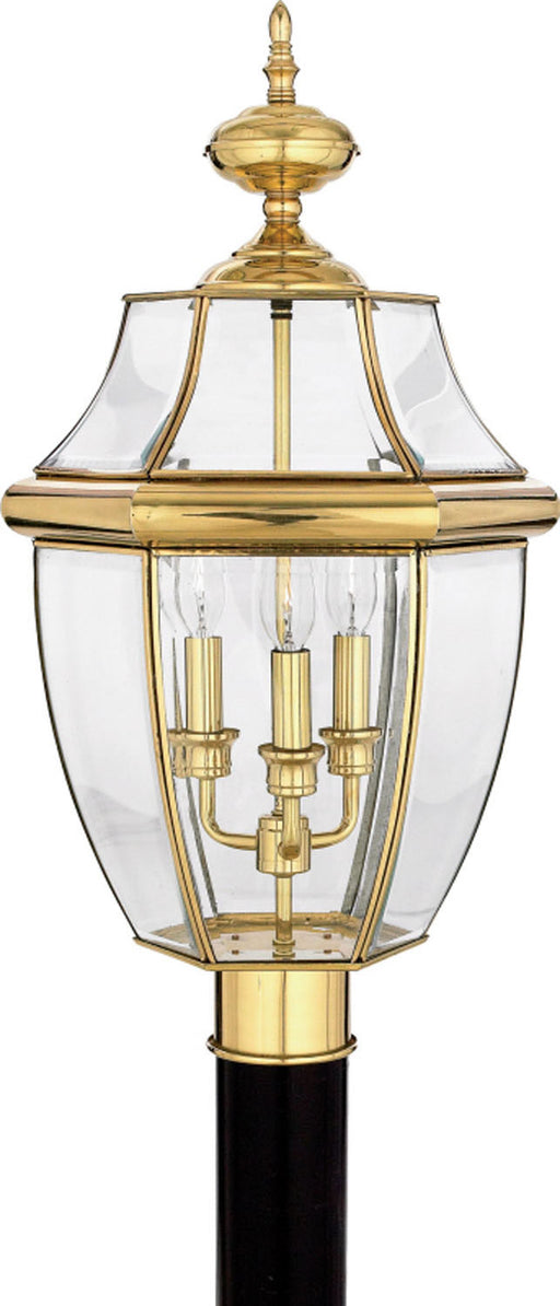 Quoizel - NY9043B - Three Light Outdoor Post Lantern - Newbury - Polished Brass