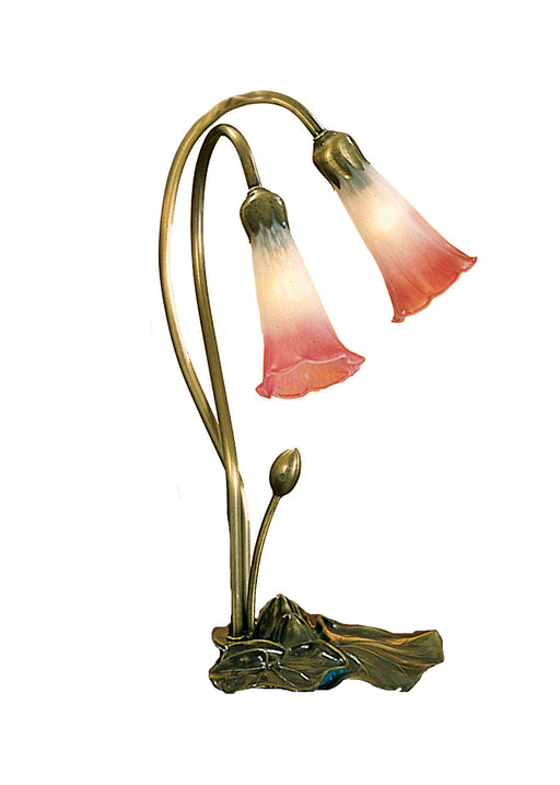 Meyda Tiffany - 14170 - Two Light Accent Lamp - Pink/White Pond Lily - Mahogany Bronze