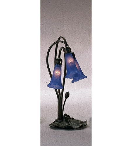 Meyda Tiffany - 13746 - Three Light Accent Lamp - Blue Pond Lily - Antique