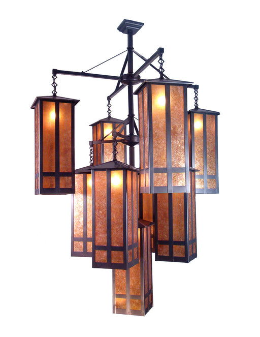 Meyda Tiffany - 13793 - Nine Light Chandelier - Church Street - Craftsman Brown