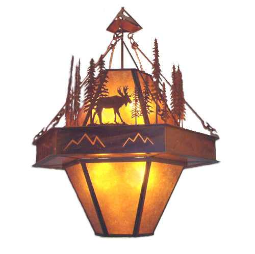 Meyda Tiffany - 14439 - Eight Light Pendant - Moose At Dusk - Rust
