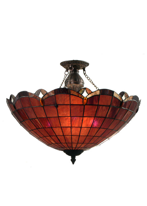 Meyda Tiffany - 14583 - Three Light Semi-Flushmount - Elan - Pbagwg Plbr Zag Amber