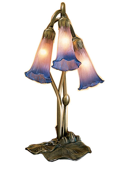 Meyda Tiffany - 14670 - Three Light Accent Lamp - Pink/Blue Pond Lily - Verdigris