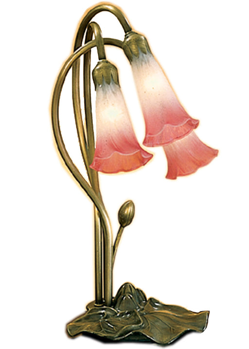 Meyda Tiffany - 14813 - Three Light Accent Lamp - Pink/White Pond Lily - Mahogany Bronze
