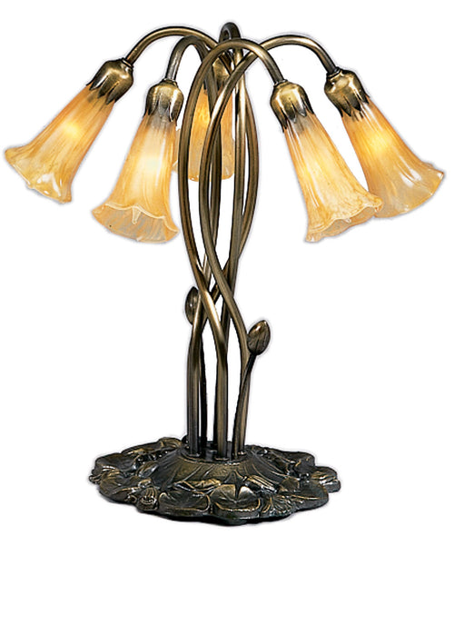 Meyda Tiffany - 14931 - Five Light Accent Lamp - Amber Pond Lily - Craftsman Brown
