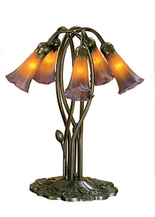 Meyda Tiffany - 14962 - Five Light Accent Lamp - Amber/Purple Pond Lily - Antique