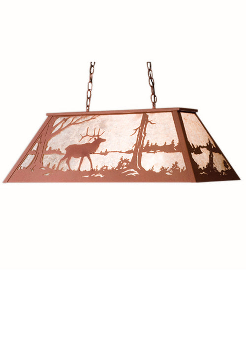 Meyda Tiffany - 15304 - Six Light Oblong Pendant - Elk At Lake - Rust