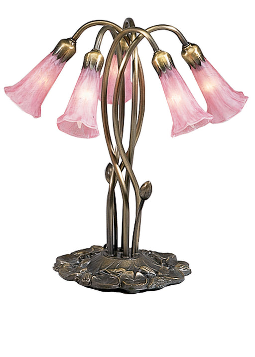Meyda Tiffany - 15925 - Five Light Accent Lamp - Pink Pond Lily - Antique Copper