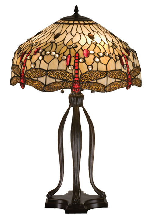 Meyda Tiffany - 17500 - Three Light Table Lamp - Tiffany Hanginghead Dragonfly - Beige Flame
