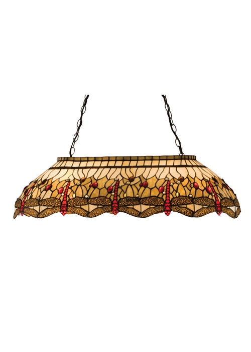 Meyda Tiffany - 17508 - Six Light Oblong Pendant - Tiffany Hanginghead Dragonfly - Beige Flame