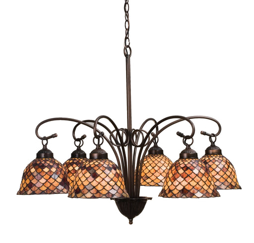 Meyda Tiffany - 18634 - Six Light Chandelier - Tiffany Fishscale - Mahogany Bronze