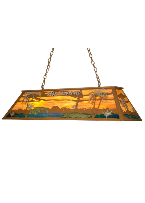 Meyda Tiffany - 23297 - Six Light Oblong Pendant - Swamp - Rust,Verdigris,Tarnished Copper